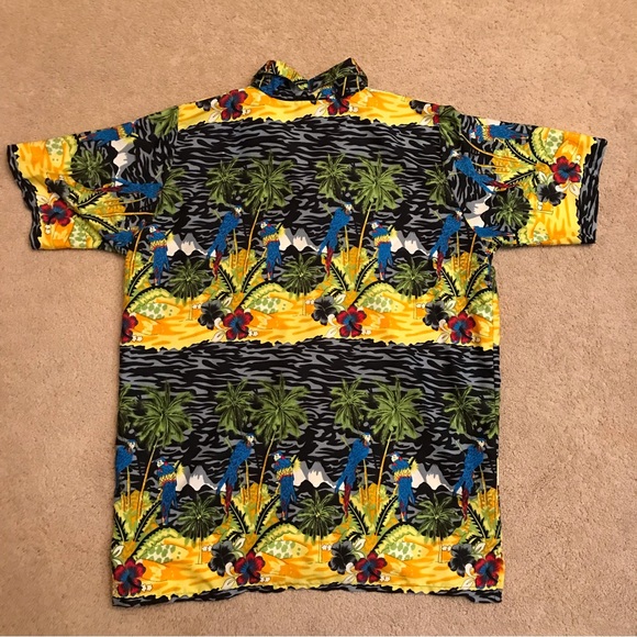 Aqua Blue Hawaiian Shirt Mens Size XL Tropical Print Button Up Short Sleeve - Picture 5 of 7